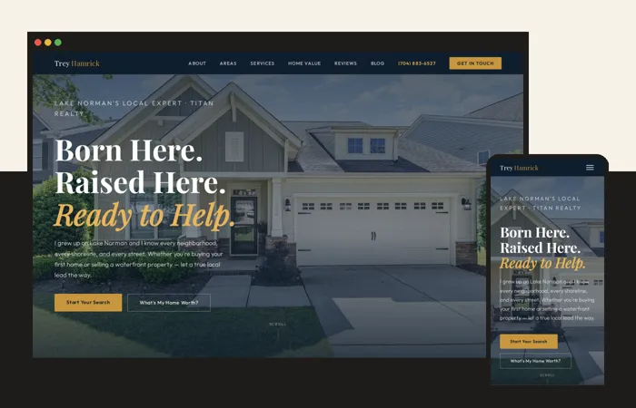 The Trey Hamrick, Realtor website on a laptop screen and a phone